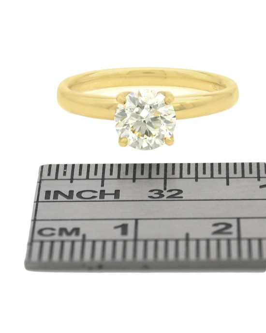 GIA Certified Round Brilliant Cut Diamond Solitaire Ring in 18KY